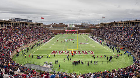 The Harvard stadium from the top view packed with viewers during the 140th Harvard-Yale game.