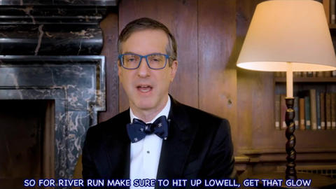 Still from Lowell House's 2025 Housing Day video of the Lowell House Faculty Dean.