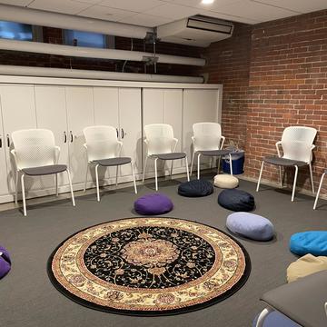 A photo of the meditation space in the basement of Grays Hall.