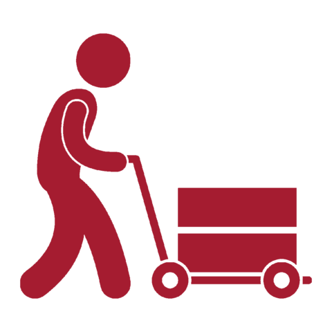 A person moving boxes icon.