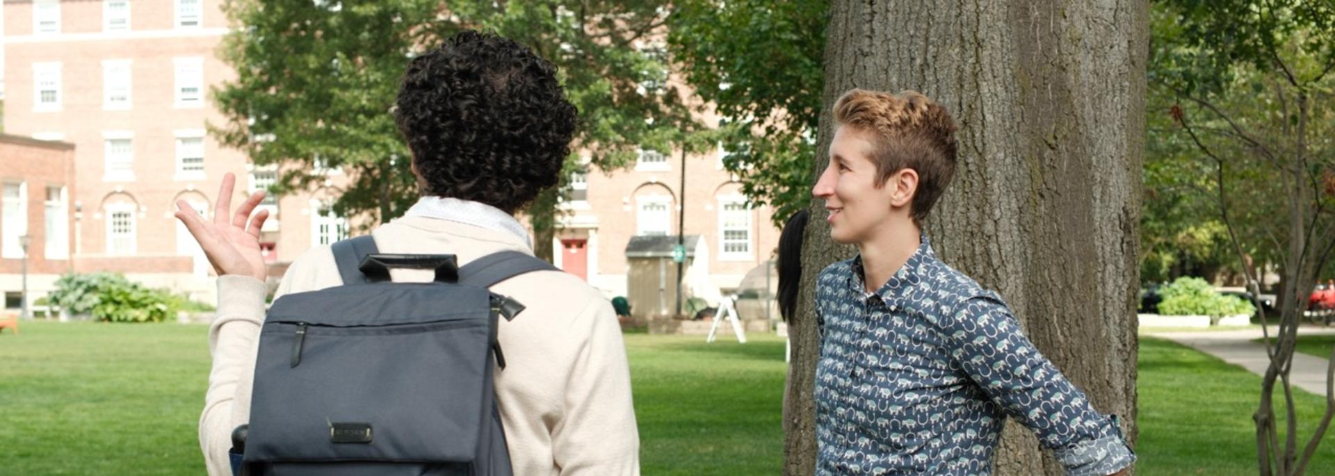 Meagan von Rohr speaks to students at the ice cream truck in the quad during a C&C ice cream social.