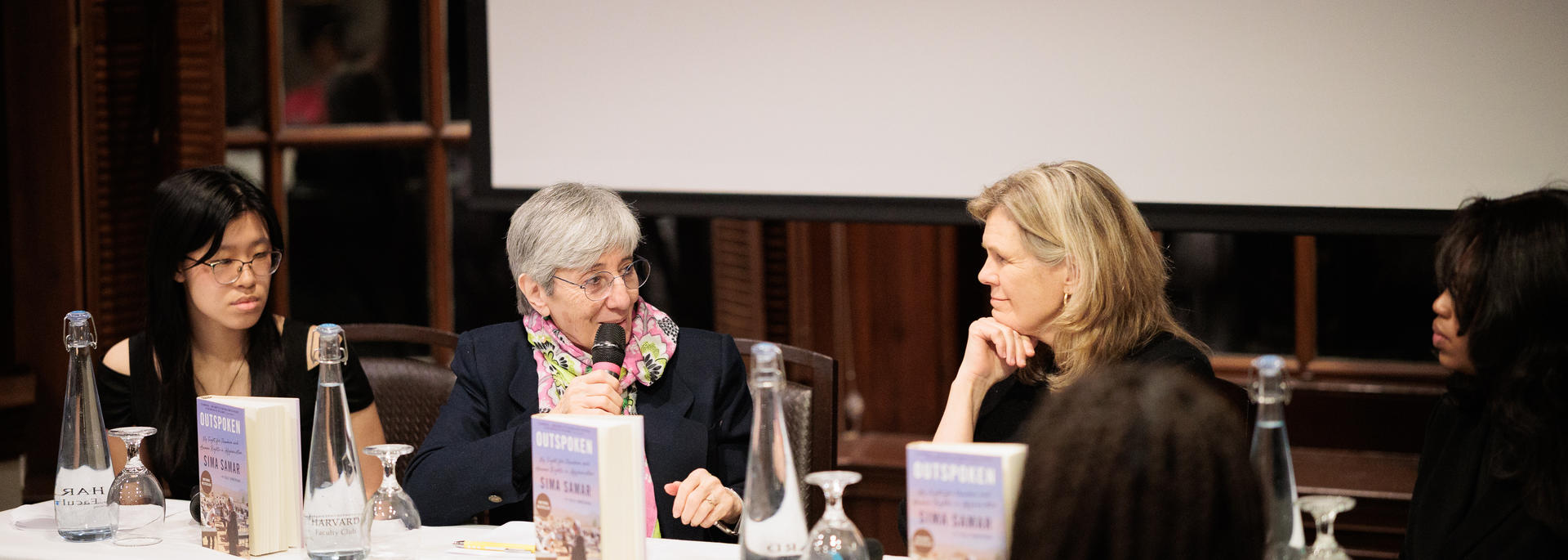 Speakers for the Peggy Schmerttzler Lecture Seminar on a panel.