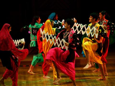 Student performers on stage during the annual Cultural Rhythms program.